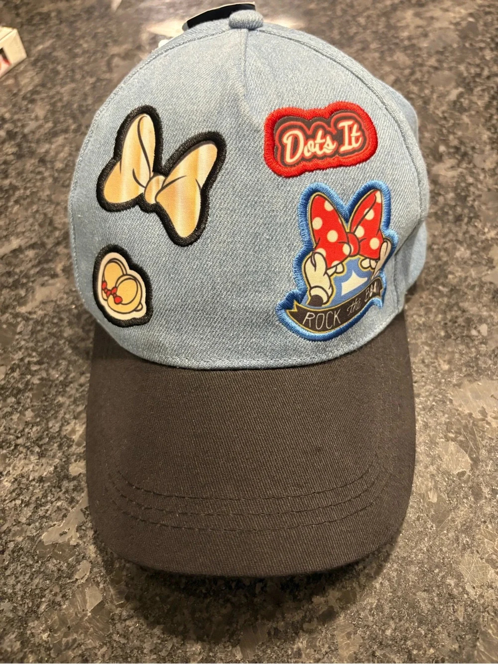 Disney Light Blue and Black Minnie Patch Baseball snap back NWT